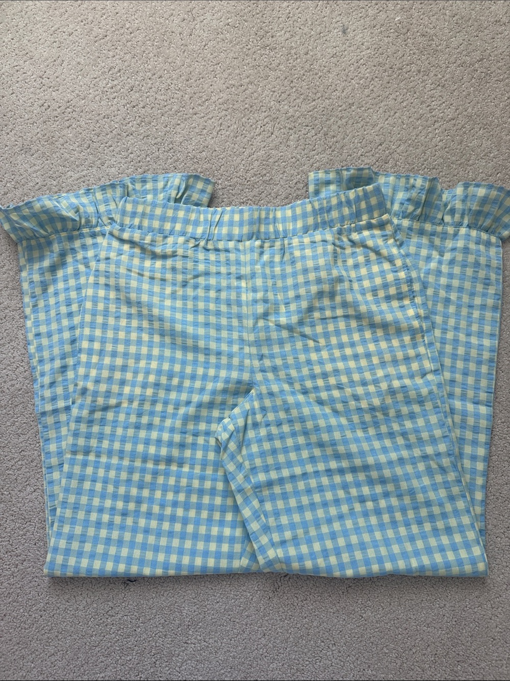 Things Between teal and yellow ruffle pants